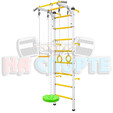 Детская шведская стенка с турником бело-желтая